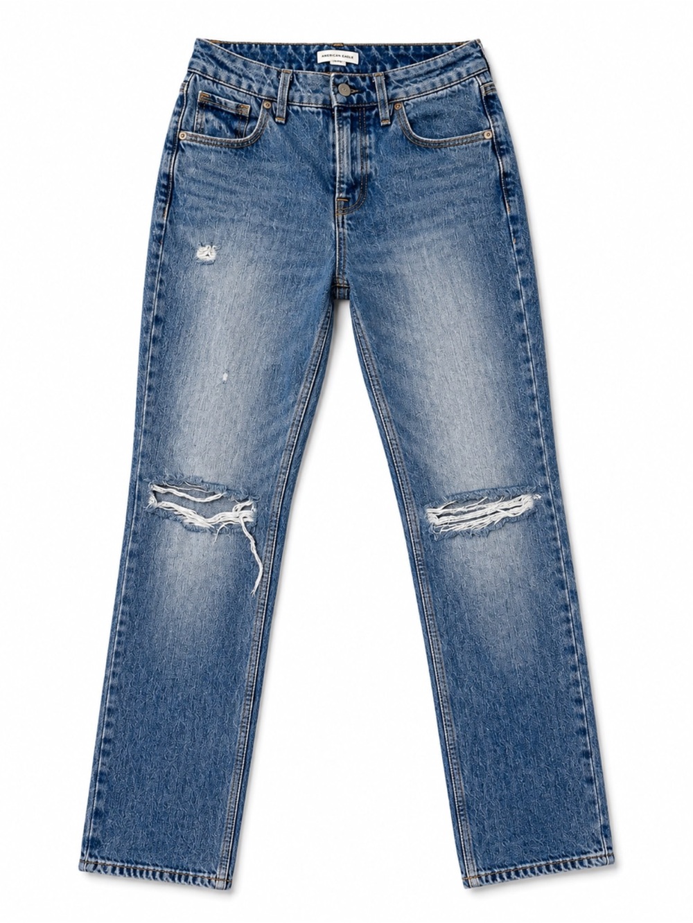 Good American Vintage Blue Distressed Straight-Leg Jeans